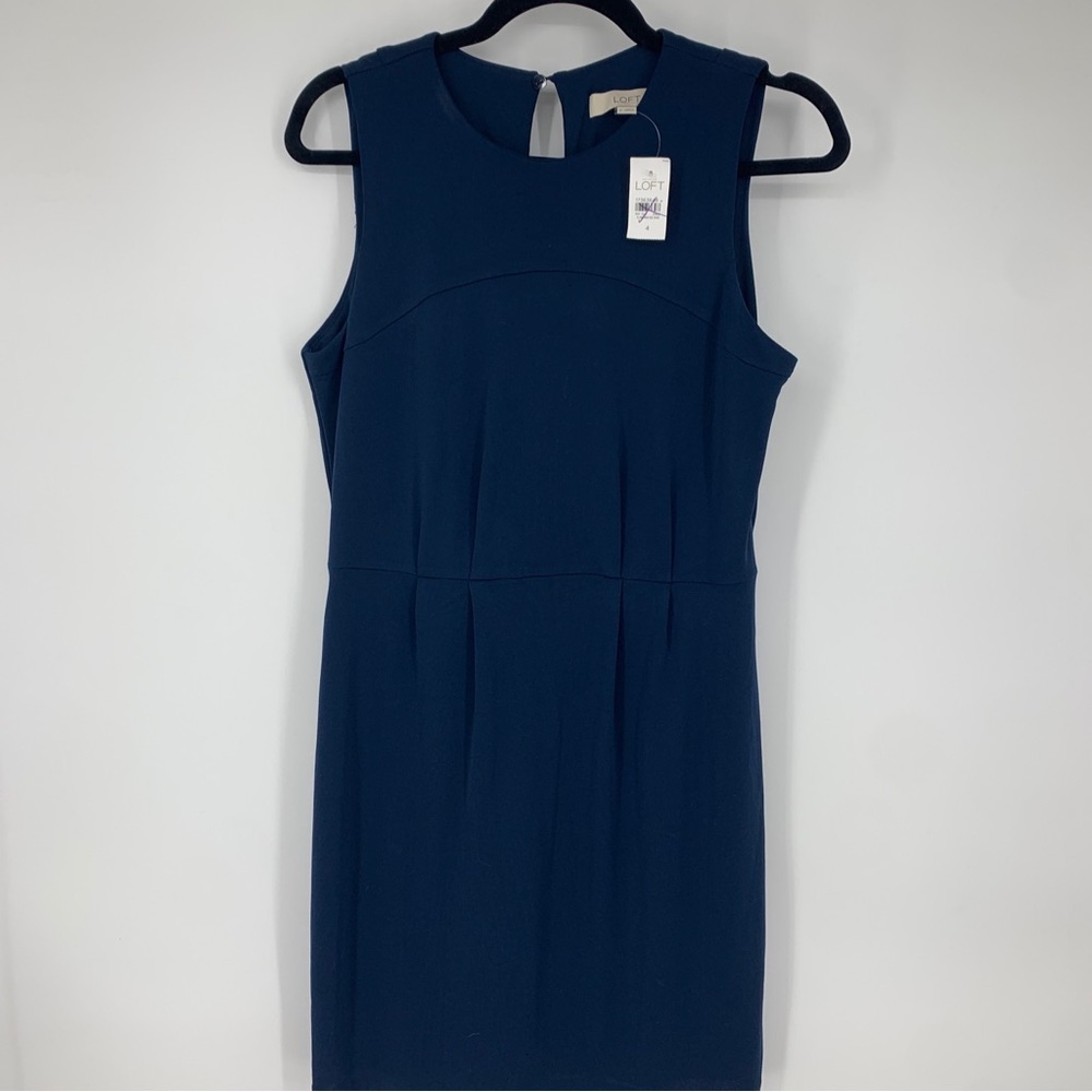 Ann Taylor Loft Womens 4 Dress Sleeveless Classic Blue‎ Stretch NEW